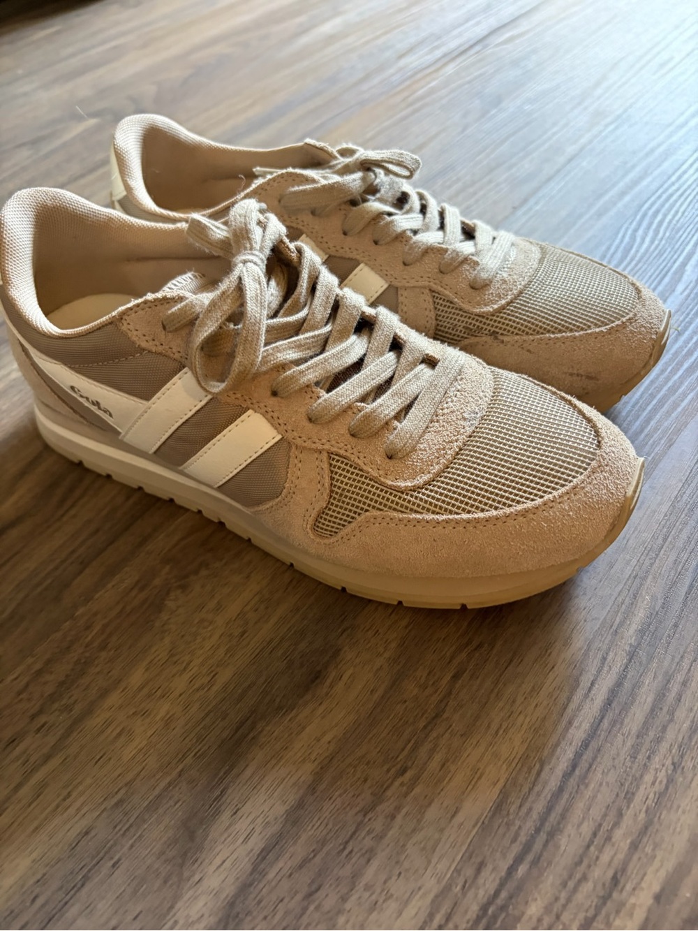 Gola Beige and White Retro Runner Sneakers